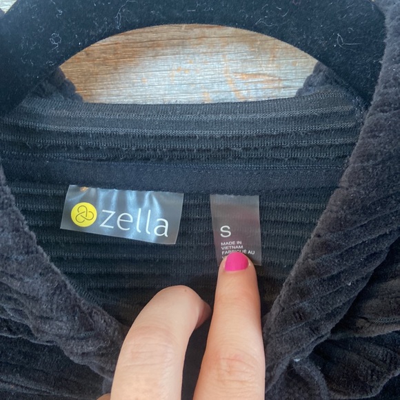 Zella Plush Corduroy Velour Ribbed Hoodie Sweatshirt Black Sz S - Picture 4 of 8